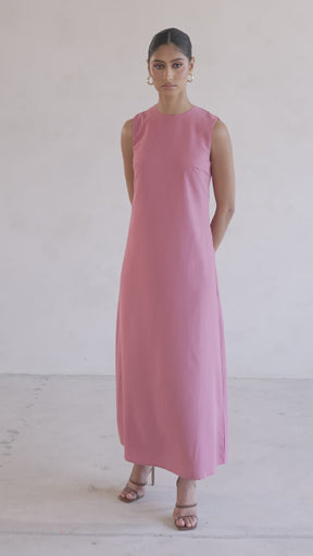Noora Textured Three Piece Abaya Set - Perfect Pink