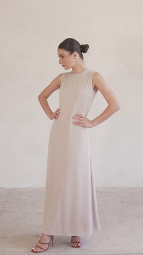 Sadia Sleeveless Maxi Dress & Skirt Set - Taupe