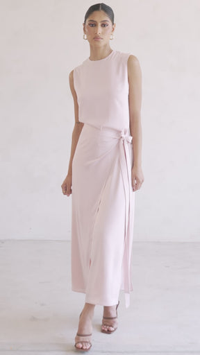 Sadia Sleeveless Maxi Dress & Skirt Set - Powder Pink