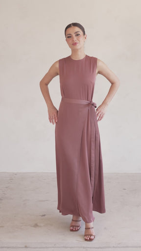 Sadia Sleeveless Maxi Dress & Skirt Set - Pecan