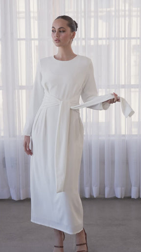 Isabella Tie Waist Maxi Dress - White