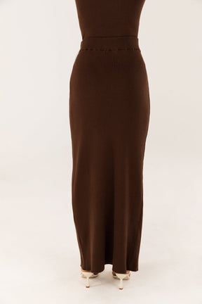 Alara Faux Wrap Knit Maxi Skirt - Chocolate Brown epschoolboard 