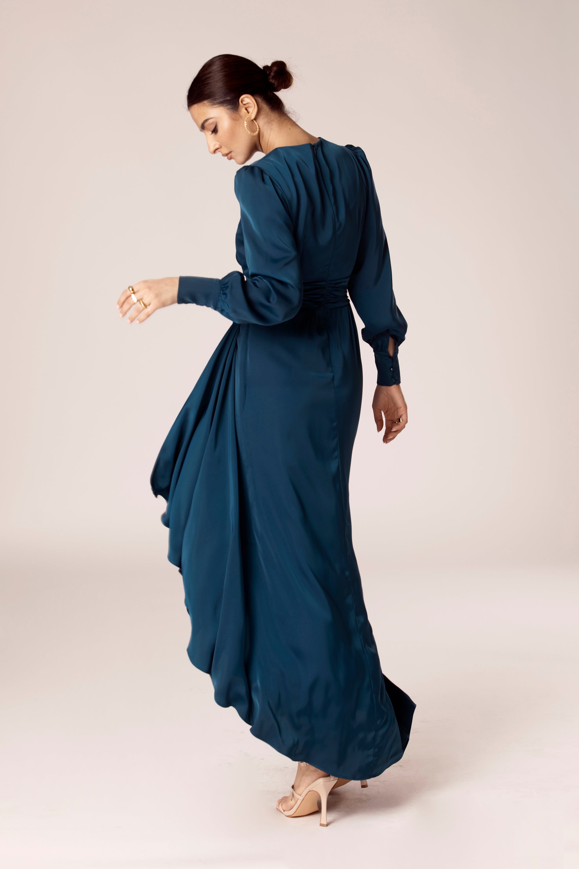 Anabelle Pleated Waist Ruffle Maxi Dress - Night Sky Veiled Collection 