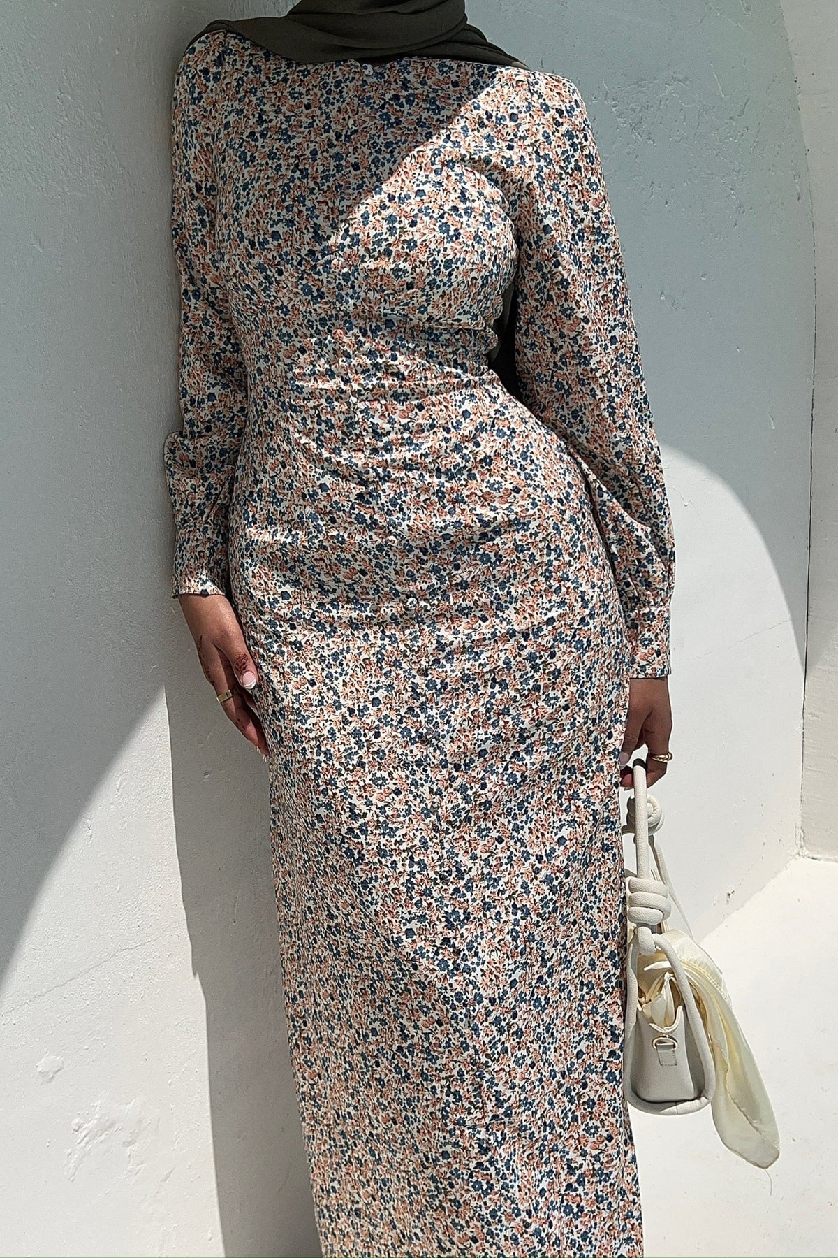 Anaya Button Front Maxi Dress - Beige Floral Clothing saigonodysseyhotel 