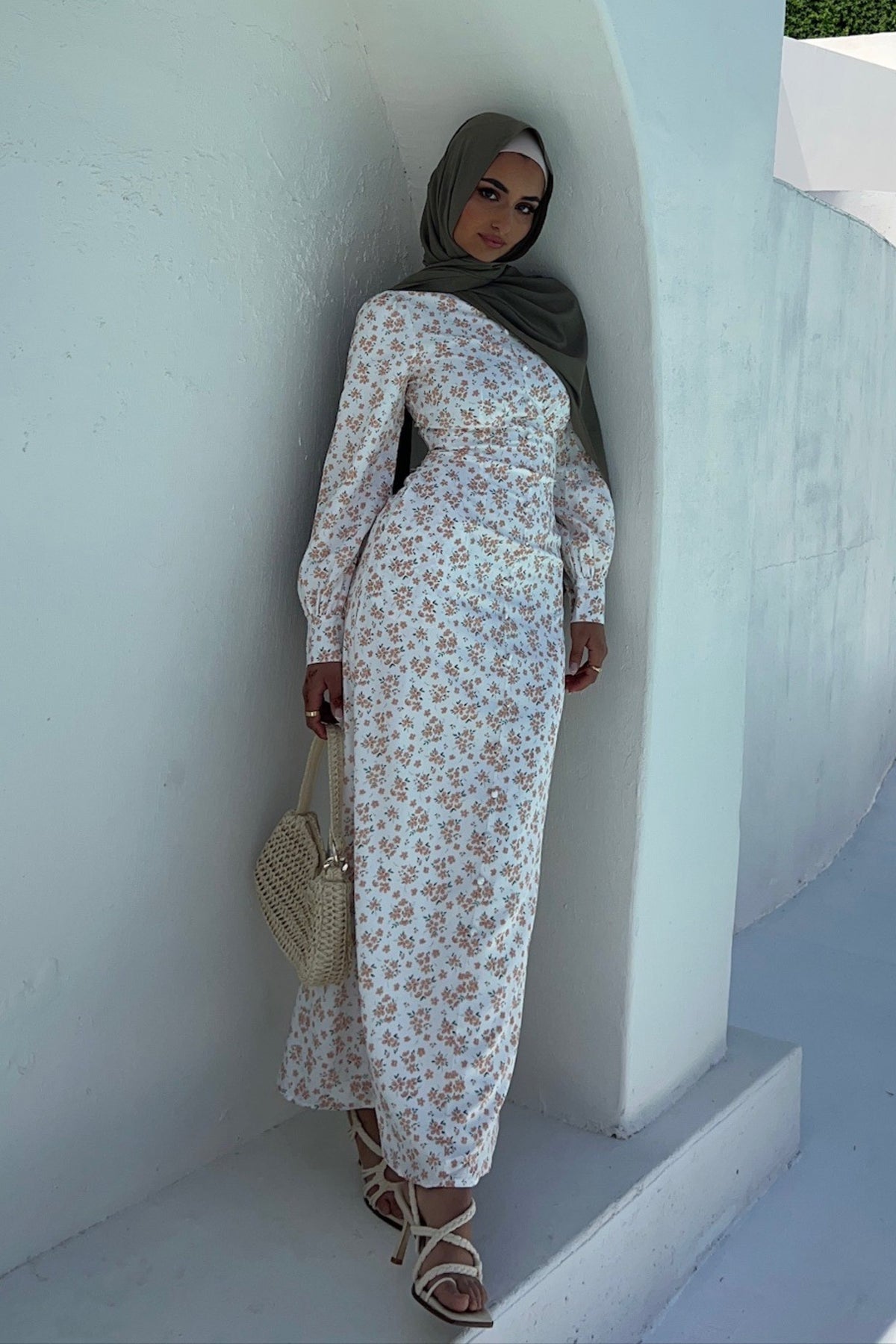 Anaya Button Front Maxi Dress - White Floral Clothing saigonodysseyhotel 
