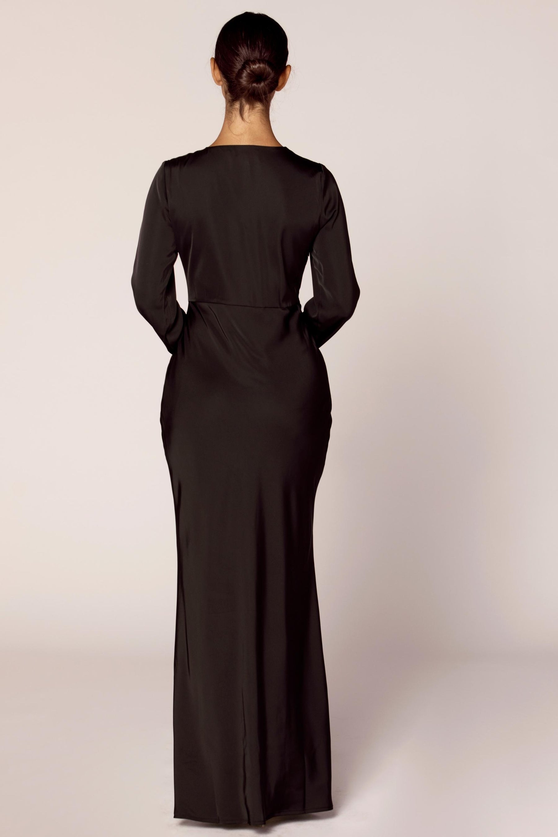 Aysha Satin Maxi Dress - Black Dresses epschoolboard 