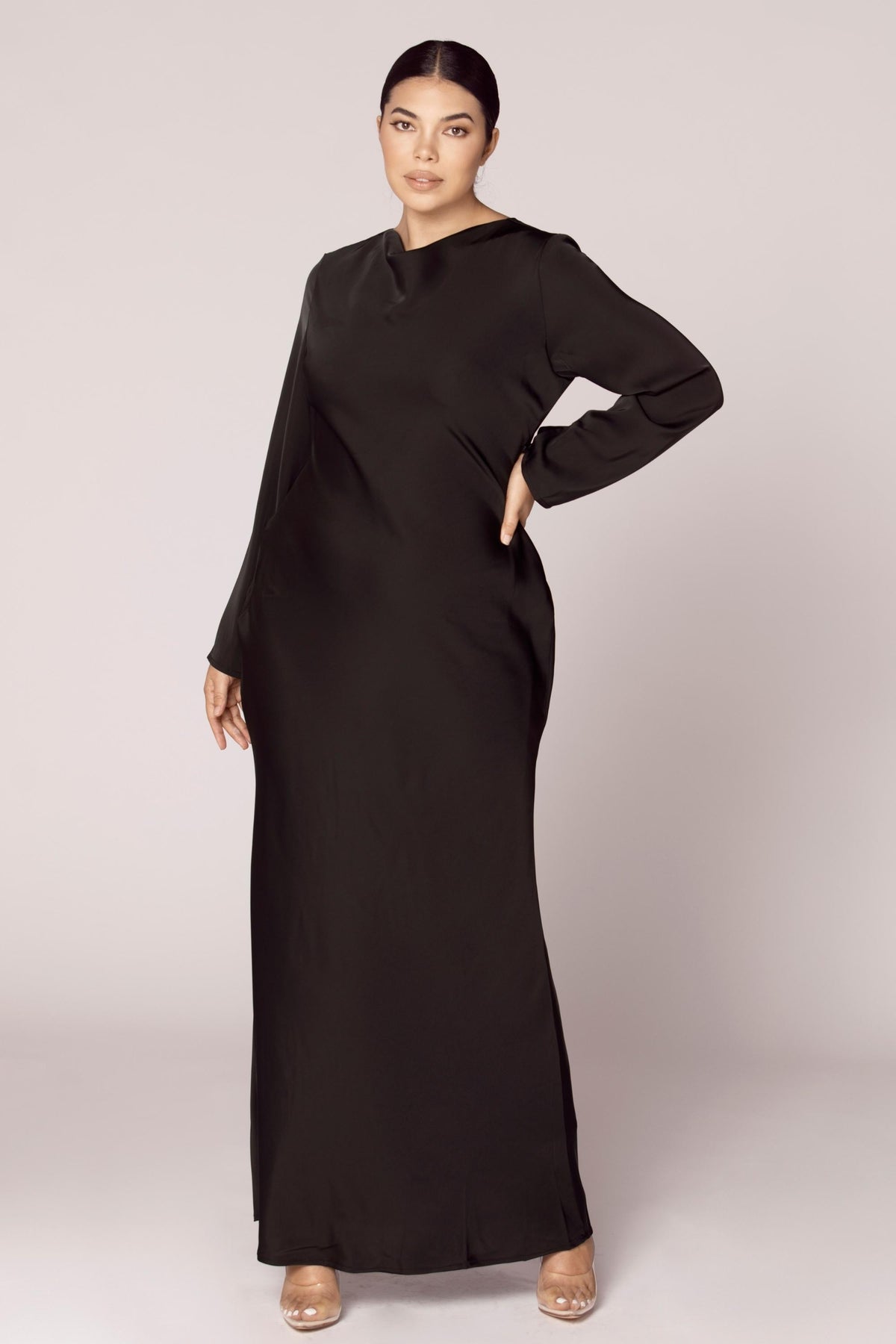 Aysha Satin Maxi Dress - Black Dresses epschoolboard M 