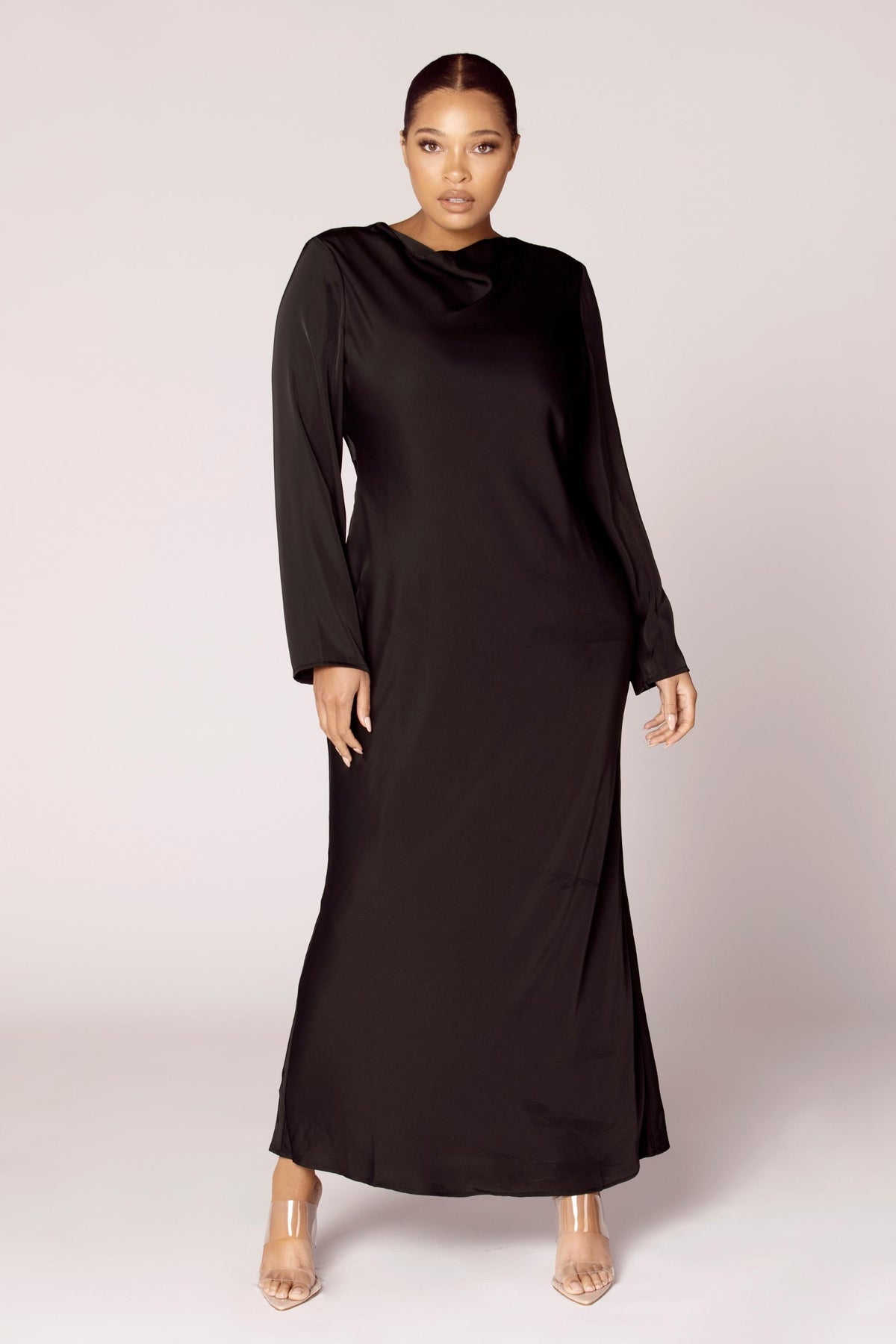 Aysha Satin Maxi Dress - Black Dresses epschoolboard XL 