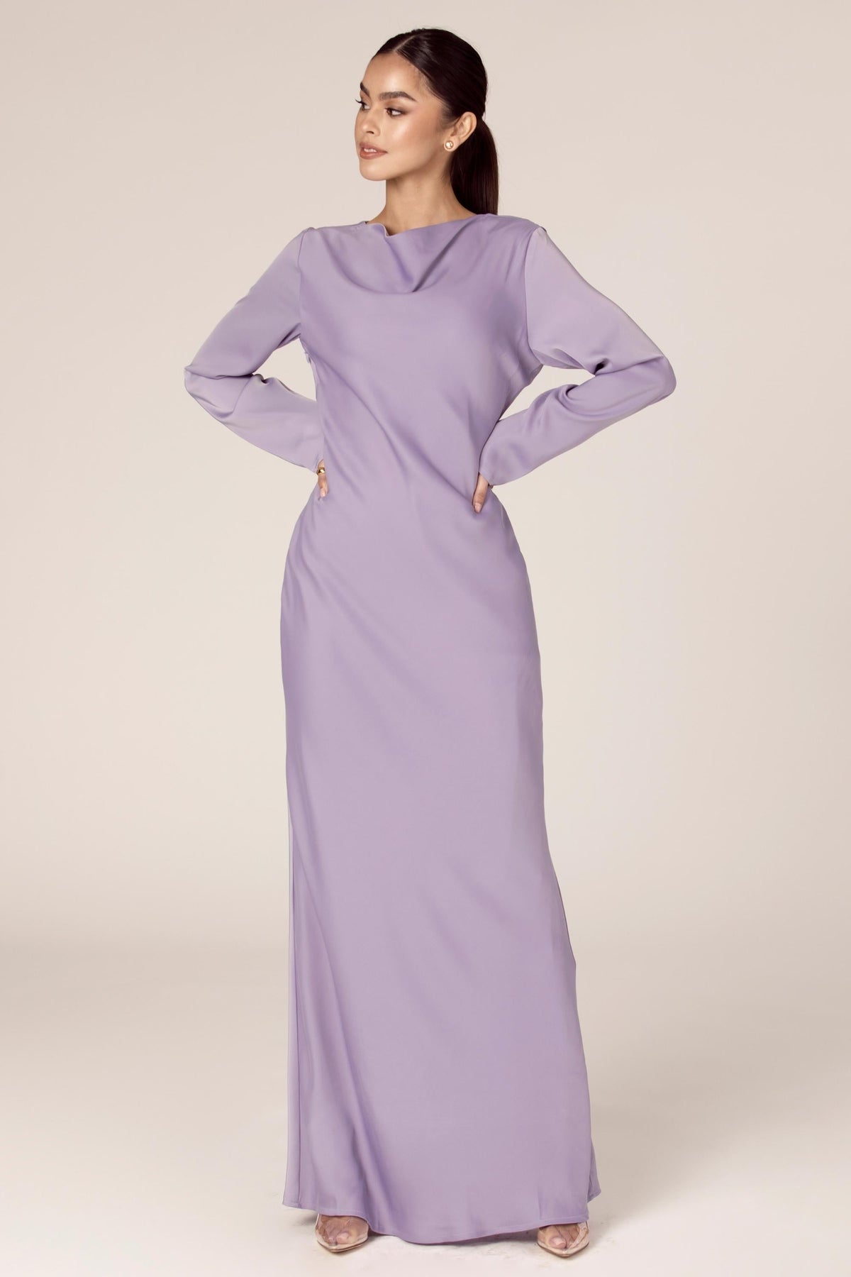 Aysha Satin Maxi Dress - Lavender Dresses saigonodysseyhotel 