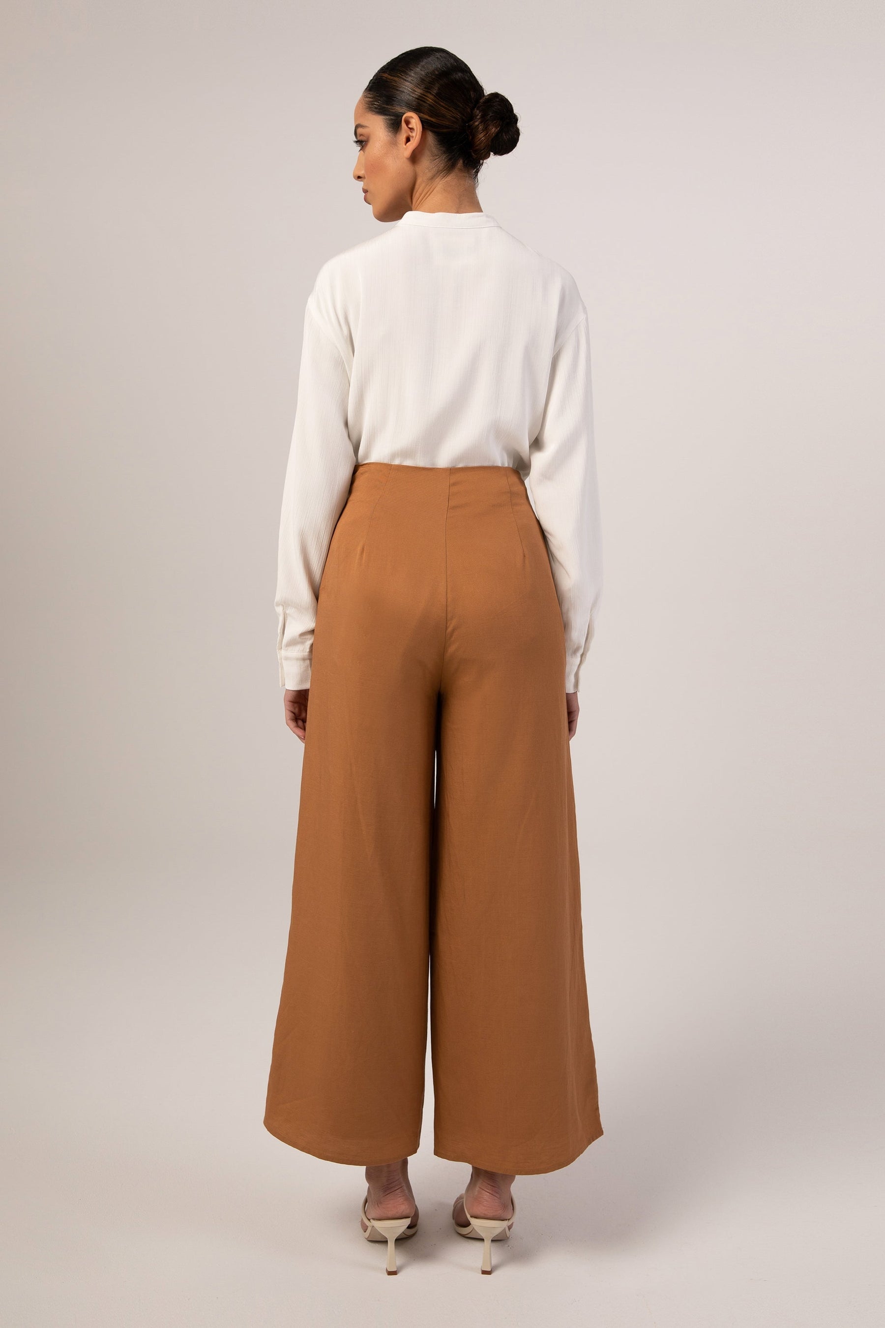 Basma Linen Wide Leg Pants - Brown Sugar epschoolboard 