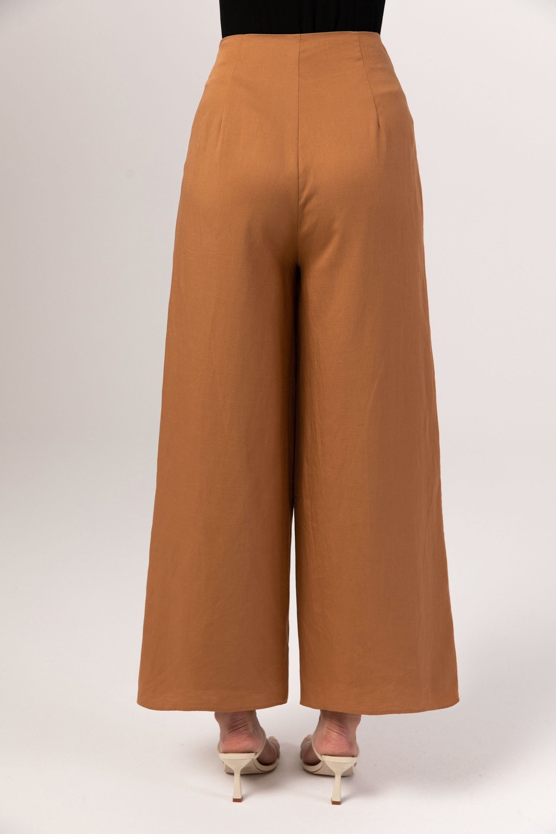 Basma Linen Wide Leg Pants - Brown Sugar epschoolboard 