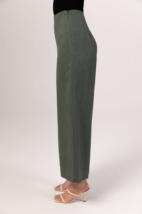 Basma Linen Wide Leg Pants - Teal (Foliage Green) saigonodysseyhotel 