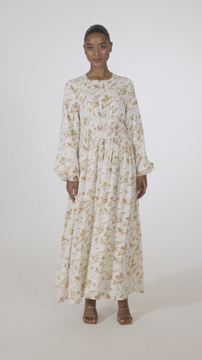 Ikram Printed Rouched Waist Maxi Dress