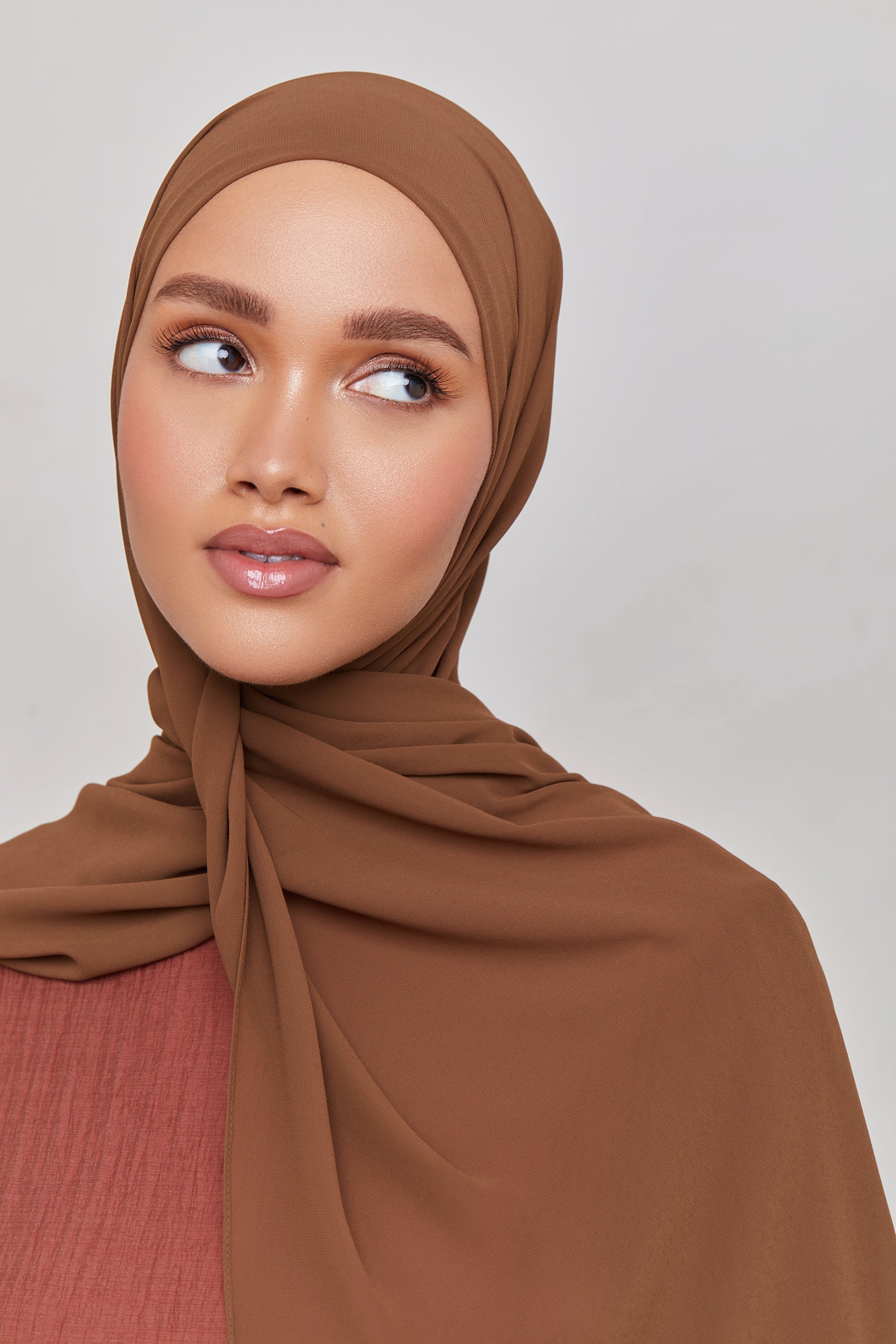 Chiffon LITE Hijab - Bison Brown Veiled