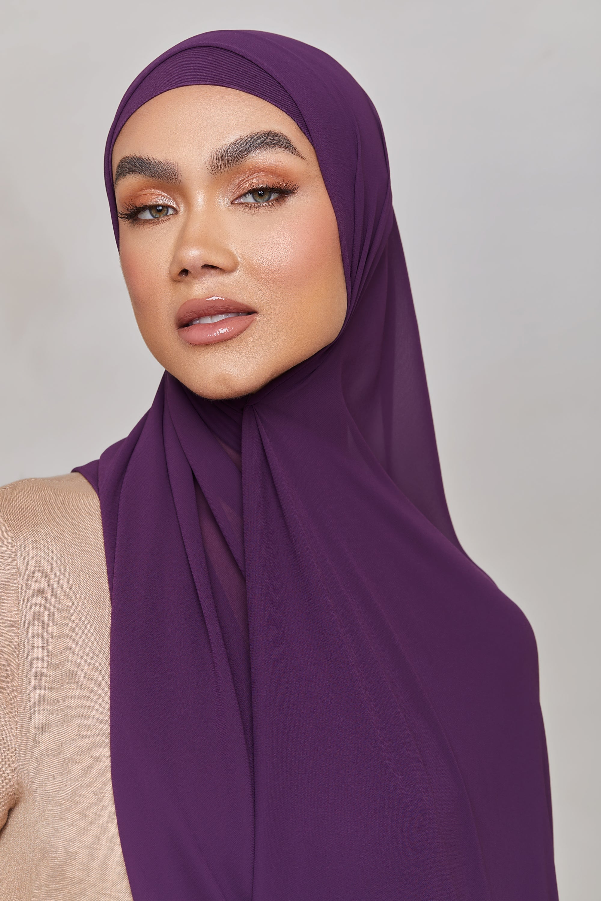 Chiffon LITE Hijab - Deep Purple Veiled