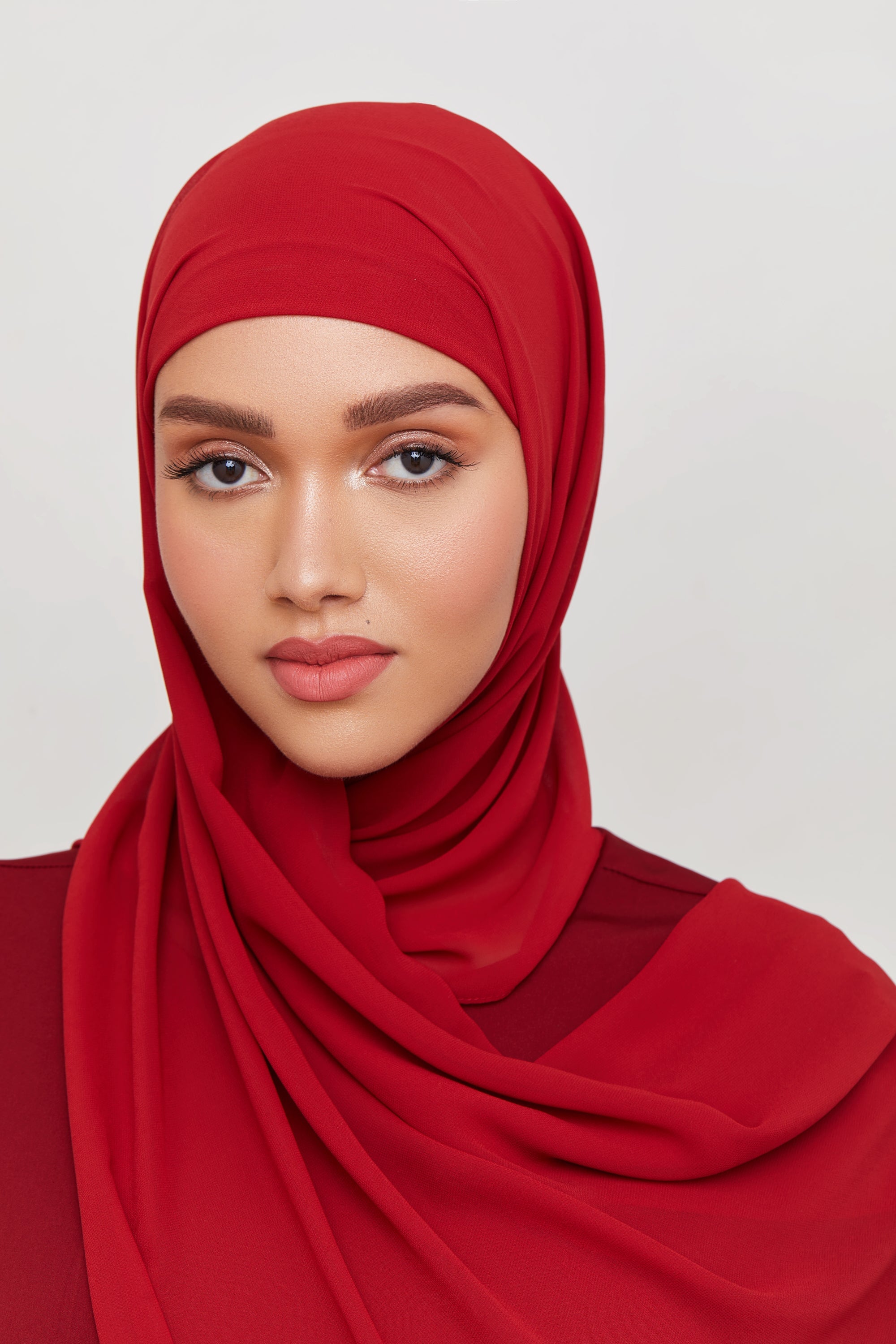 Chiffon LITE Hijab - Deep Red Veiled
