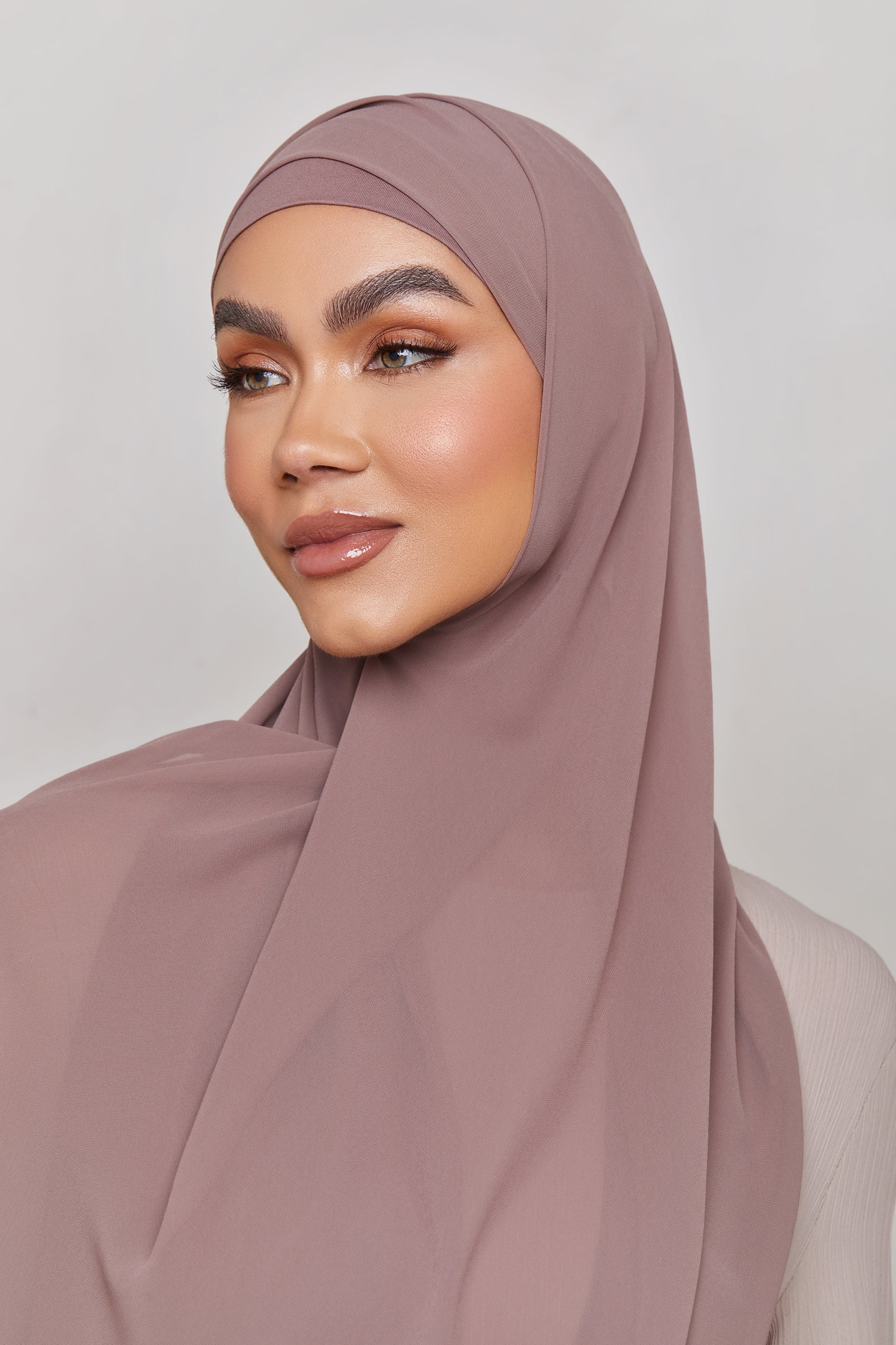 Chiffon LITE Hijab - Deep Taupe Veiled