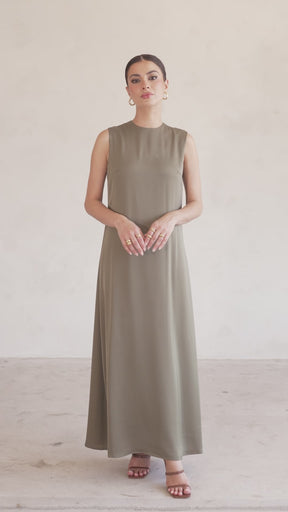Sadia Sleeveless Maxi Dress & Skirt Set - Olive Oil