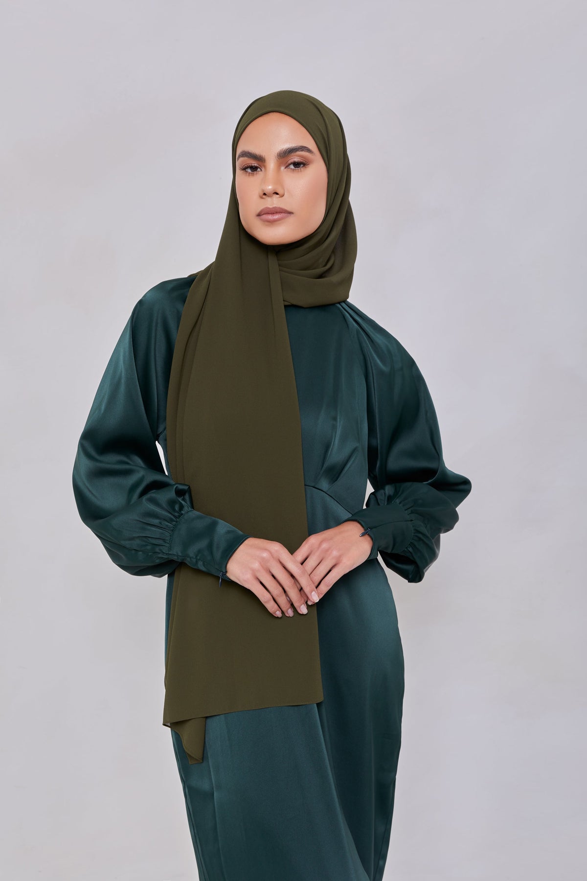 Essential Chiffon Hijab - Army Green Scarves & Shawls saigonodysseyhotel 