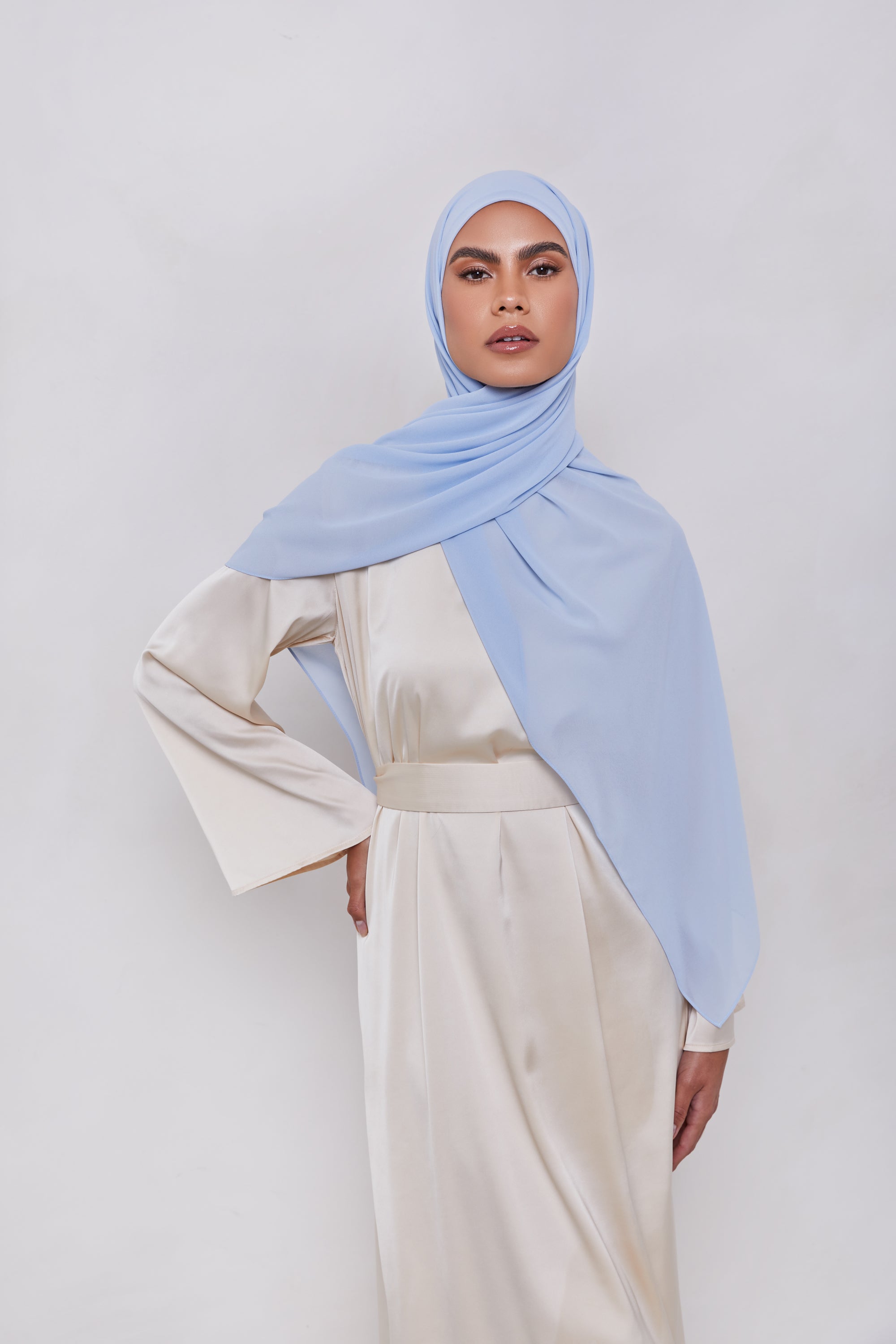 Essential Chiffon Hijab - Baby Blue Scarves & Shawls Veiled Collection