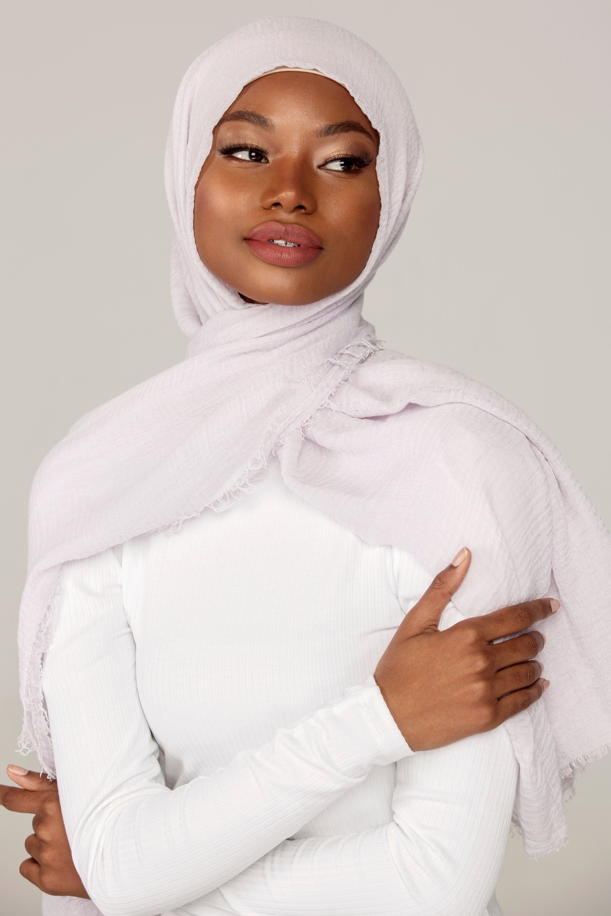 Everyday Crinkle Hijab - Pastel Lavender Veiled Collection 