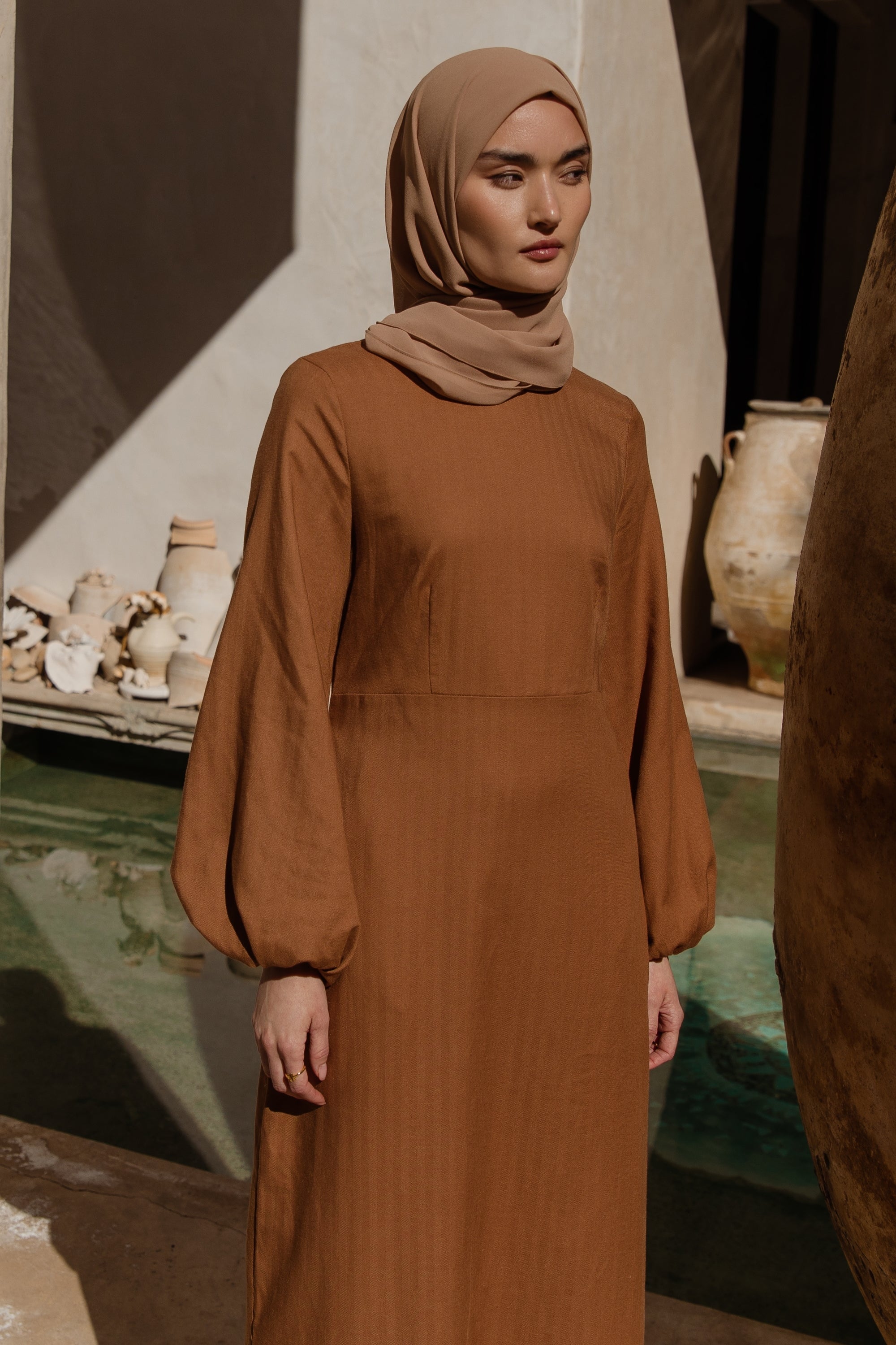 Farida Linen Maxi Dress - Brown Sugar Clothing epschoolboard 
