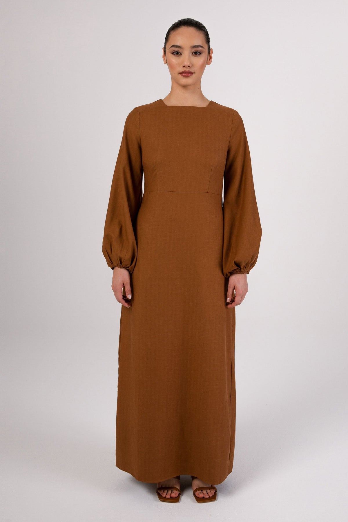 Farida Linen Maxi Dress - Brown Sugar epschoolboard 