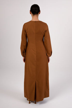 Farida Linen Maxi Dress - Brown Sugar epschoolboard 