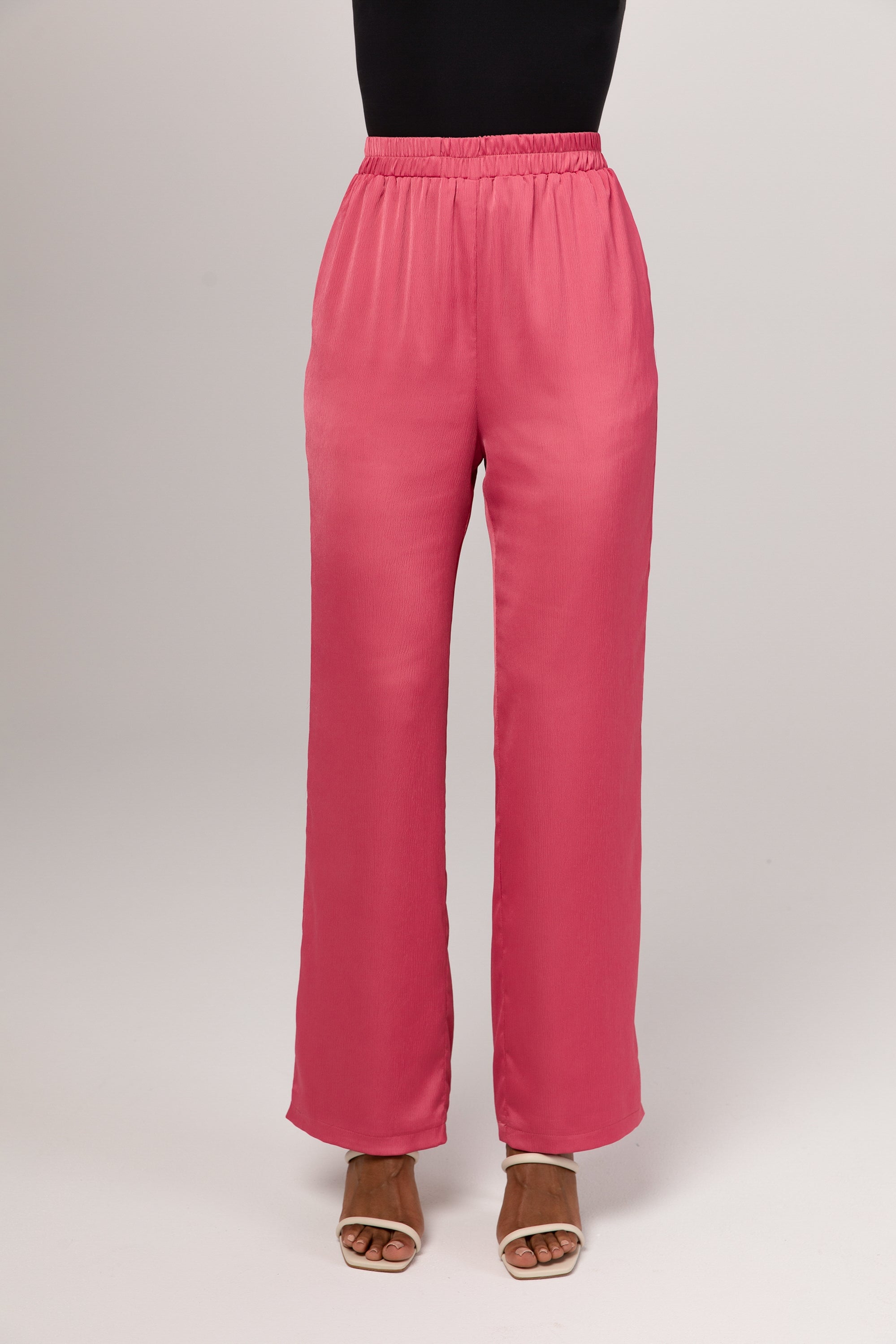 Gaia Satin Straight Leg Trousers - Pink Yarrow epschoolboard 