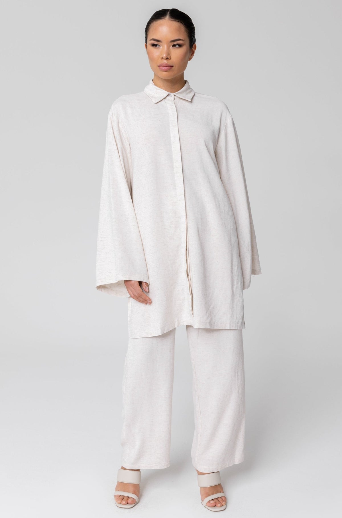 Gemma Linen Kimono Sleeve Button Down Top - Off White saigonodysseyhotel 