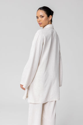 Gemma Linen Kimono Sleeve Button Down Top - Off White epschoolboard 