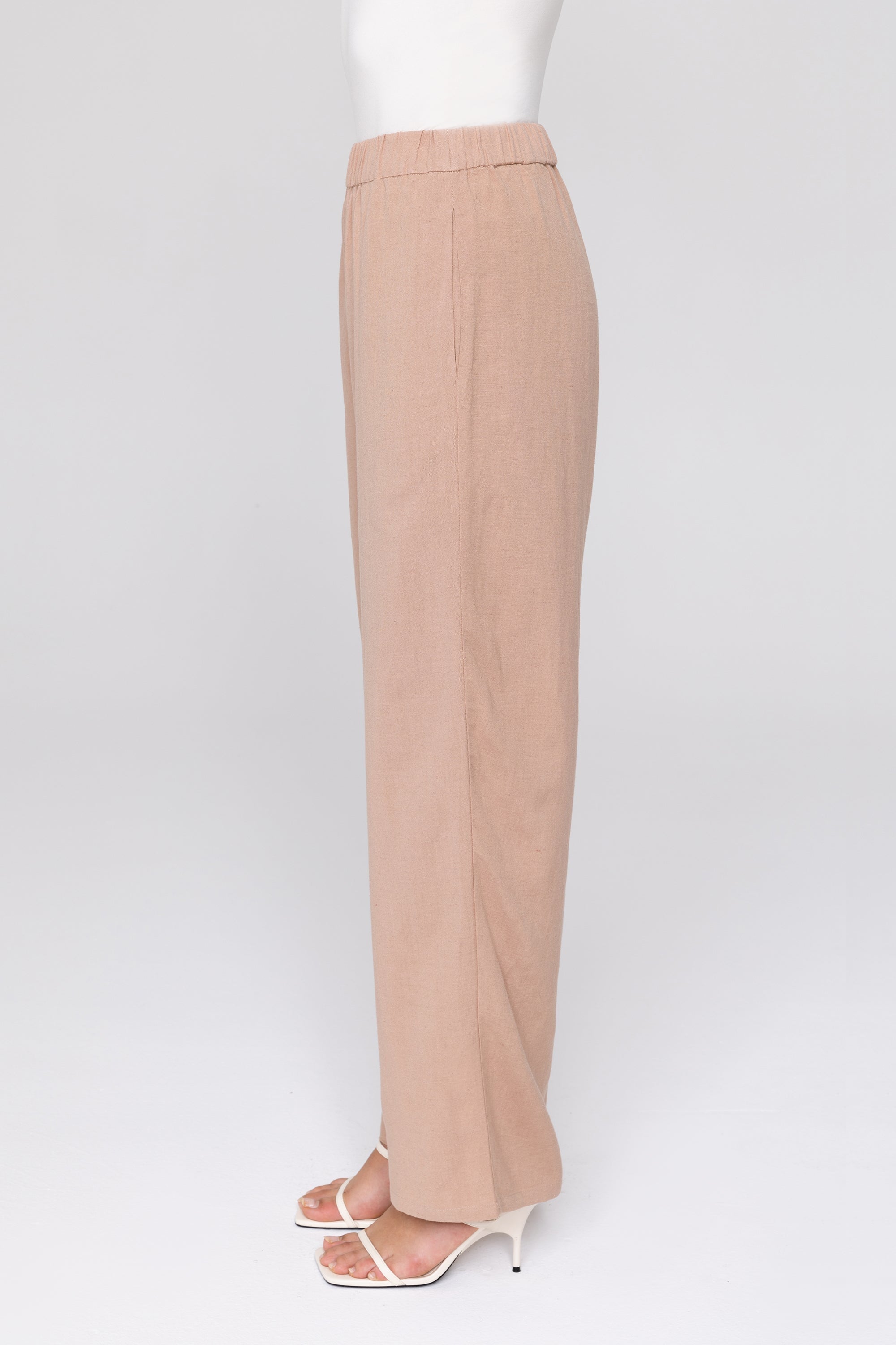 Gemma Linen Wide Leg Pants - Dusty Pink Veiled Collection 