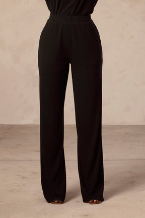 Hannah Ribbed Tunic & Pants Matching Set - Black saigonodysseyhotel 