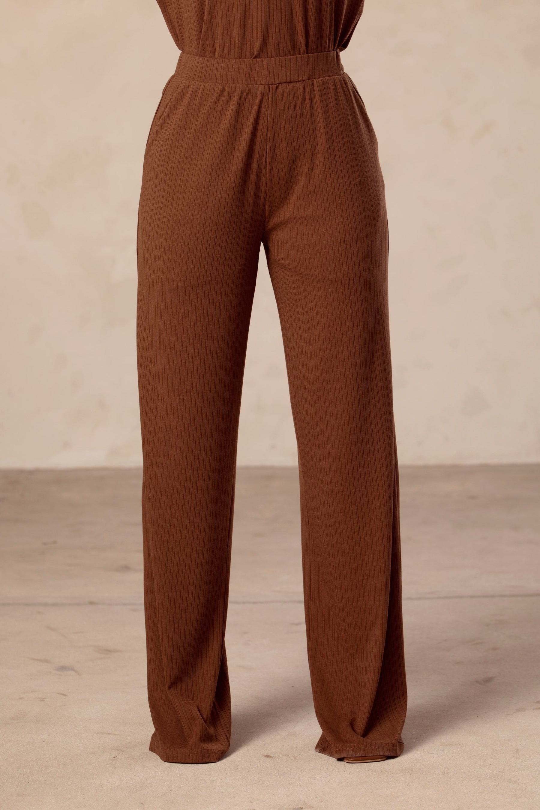 Hannah Ribbed Tunic & Pants Matching Set - Chocolate Brown epschoolboard 
