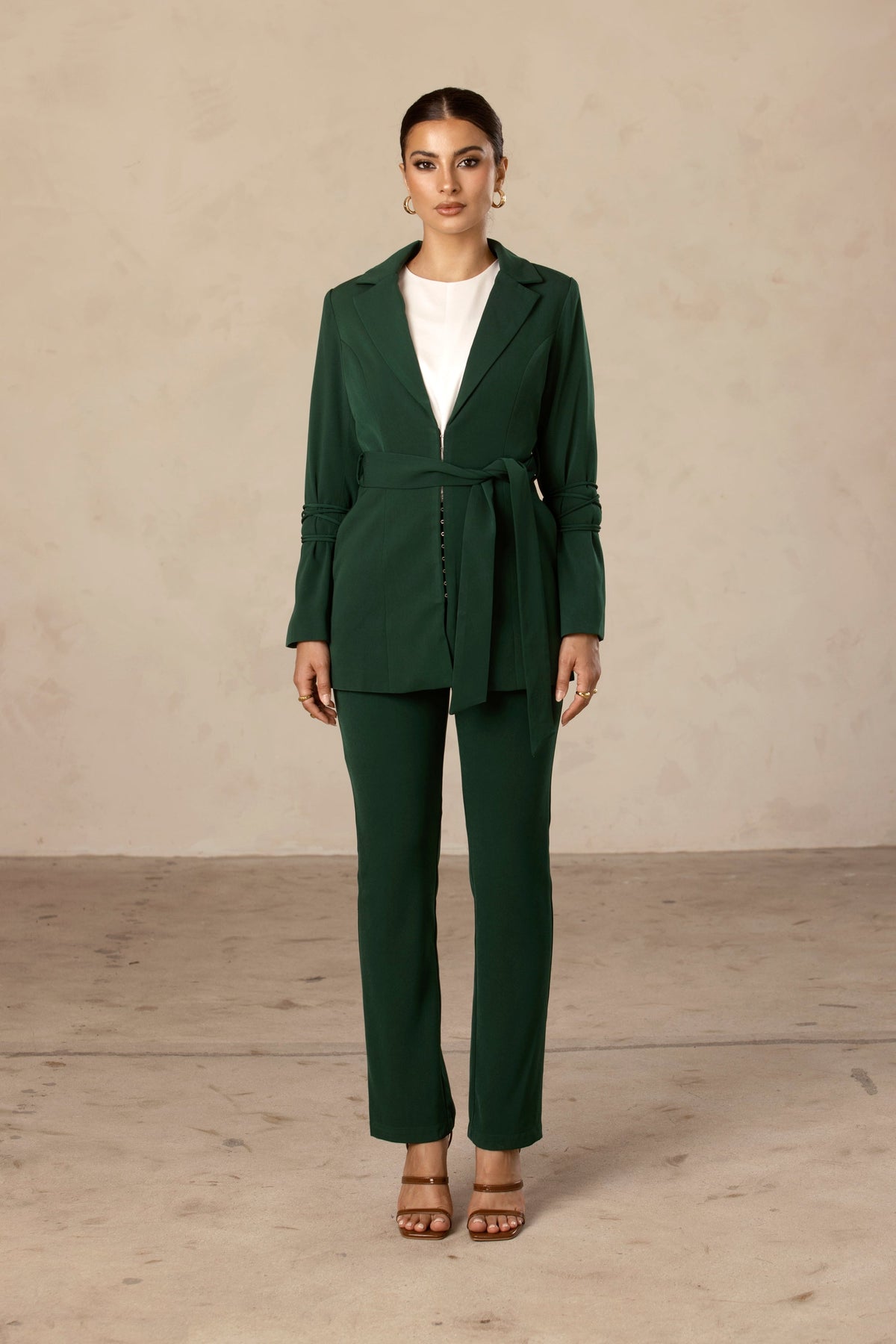 Hayfa Tie Sleeve Blazer - Emerald Green saigonodysseyhotel 