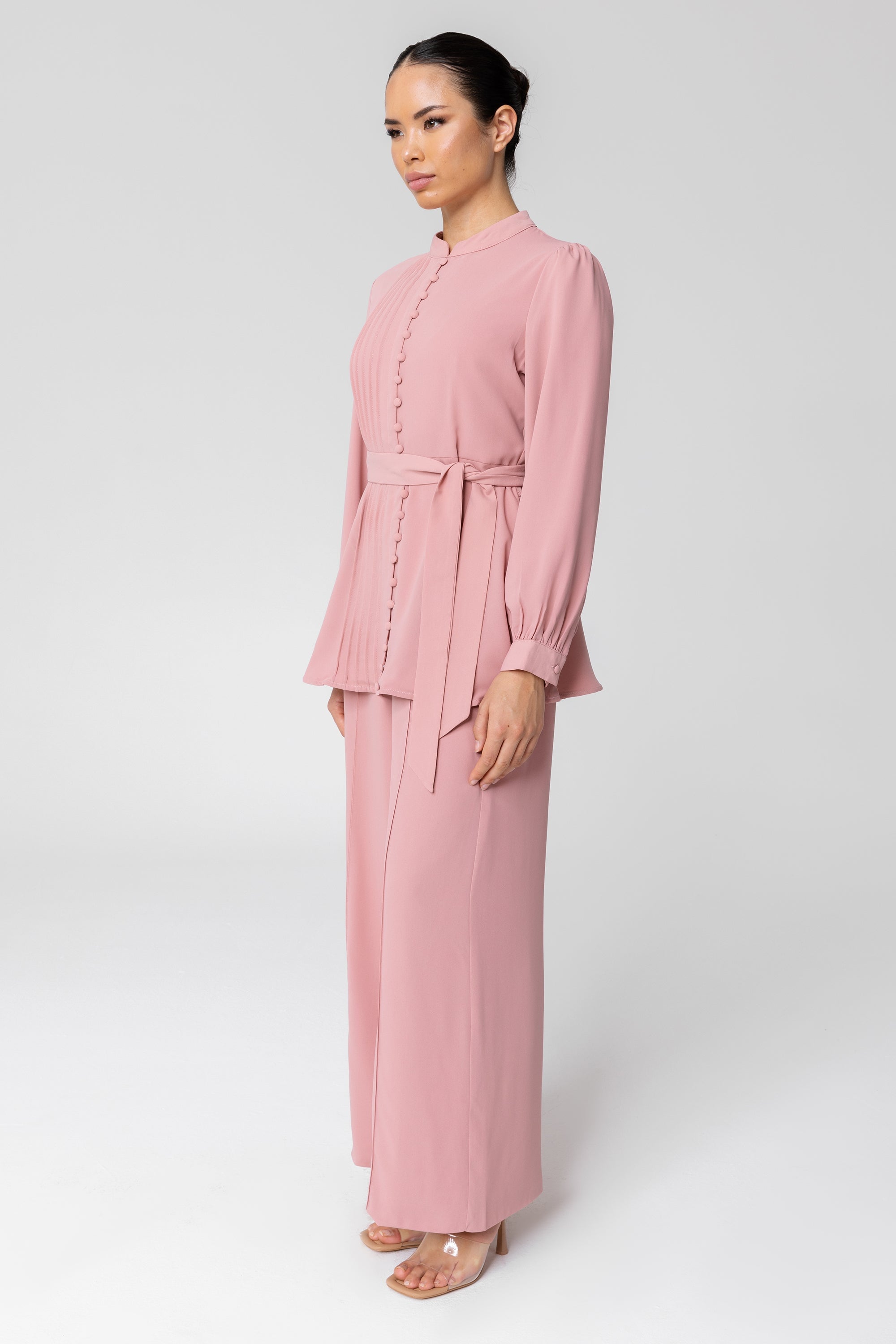 Hena Wide Leg Pants - Dusty Pink Veiled Collection 