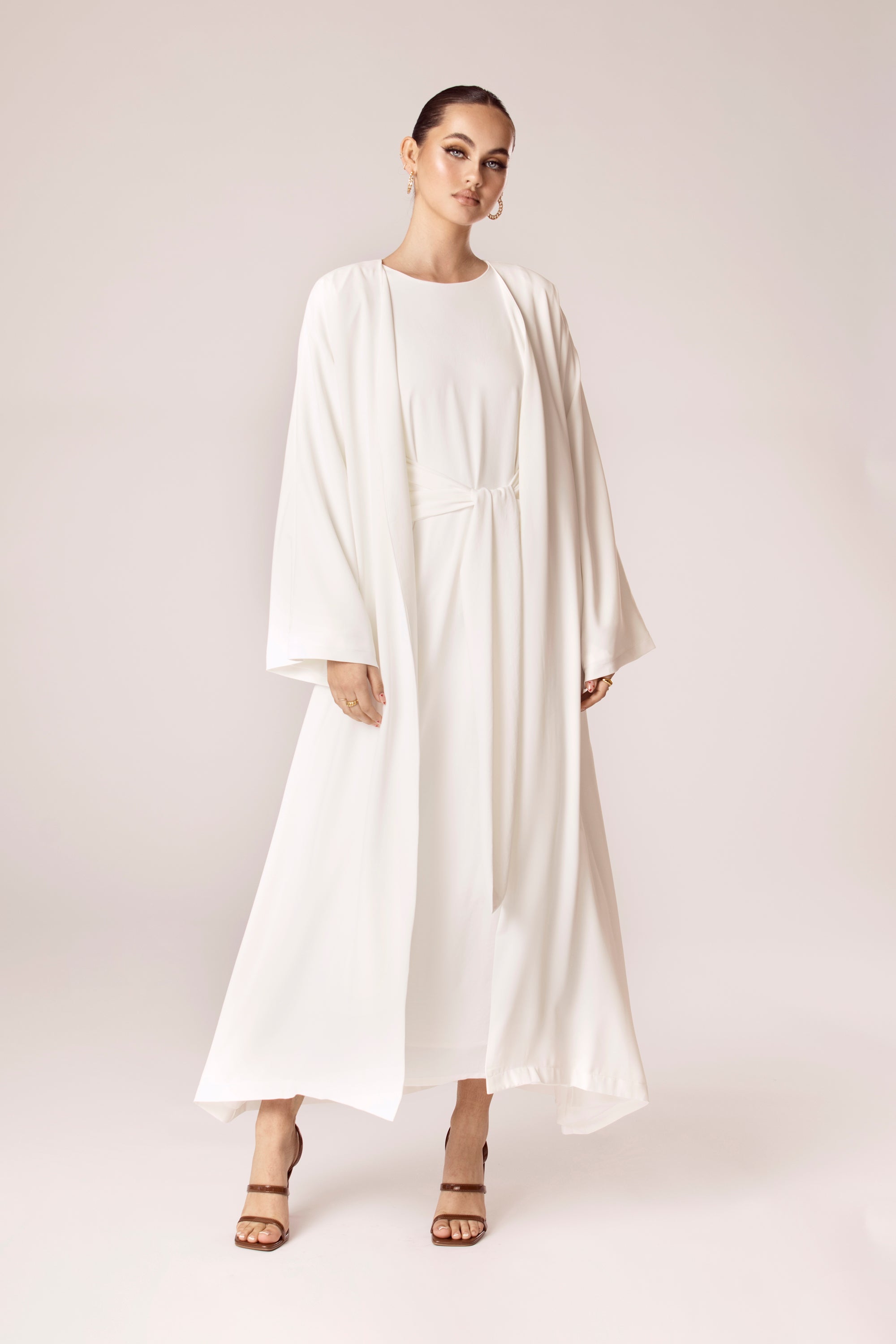 Isabella Open Abaya - White Veiled Collection 