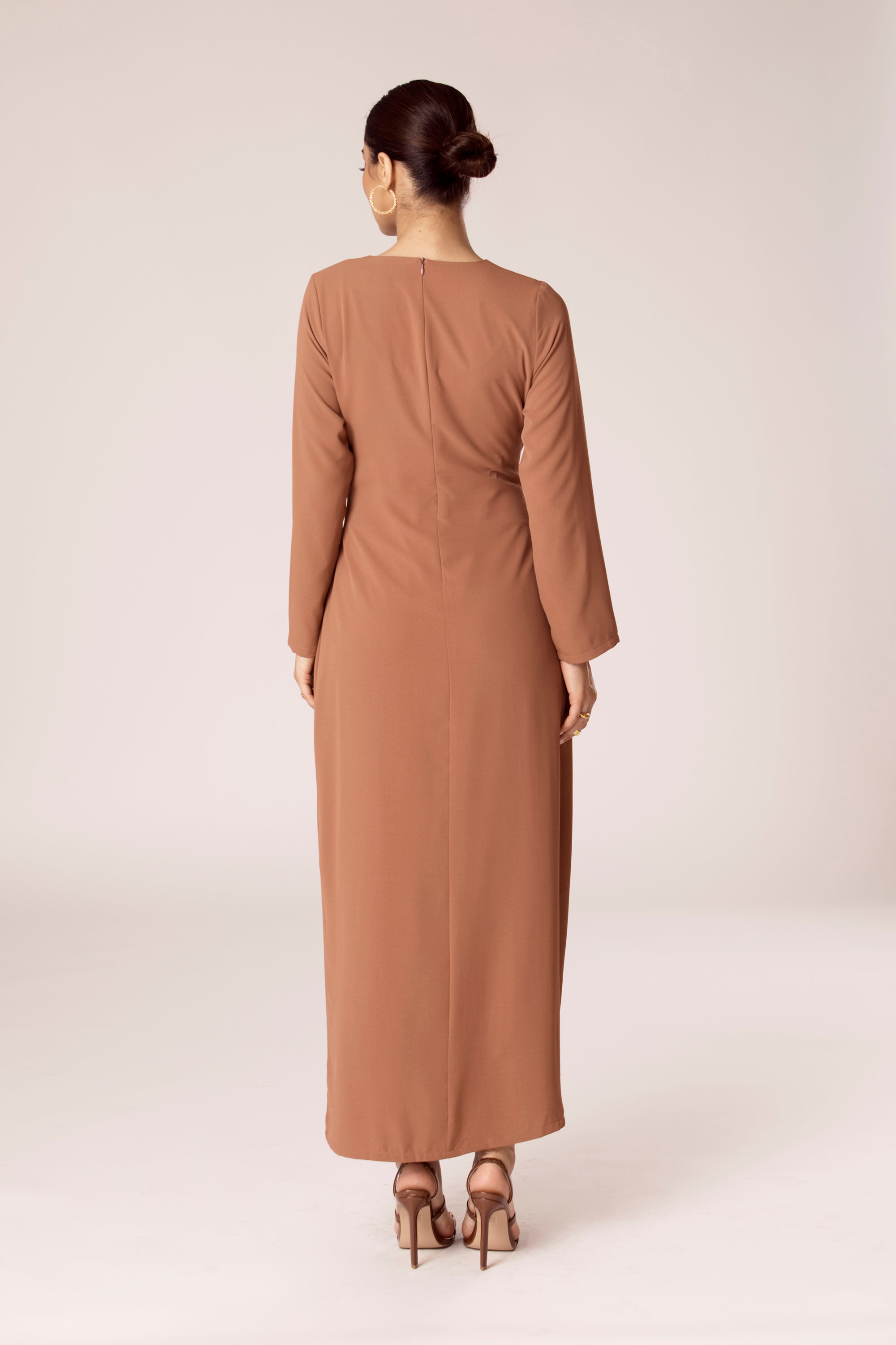 Isabella Tie Waist Maxi Dress - Mushroom Veiled Collection 