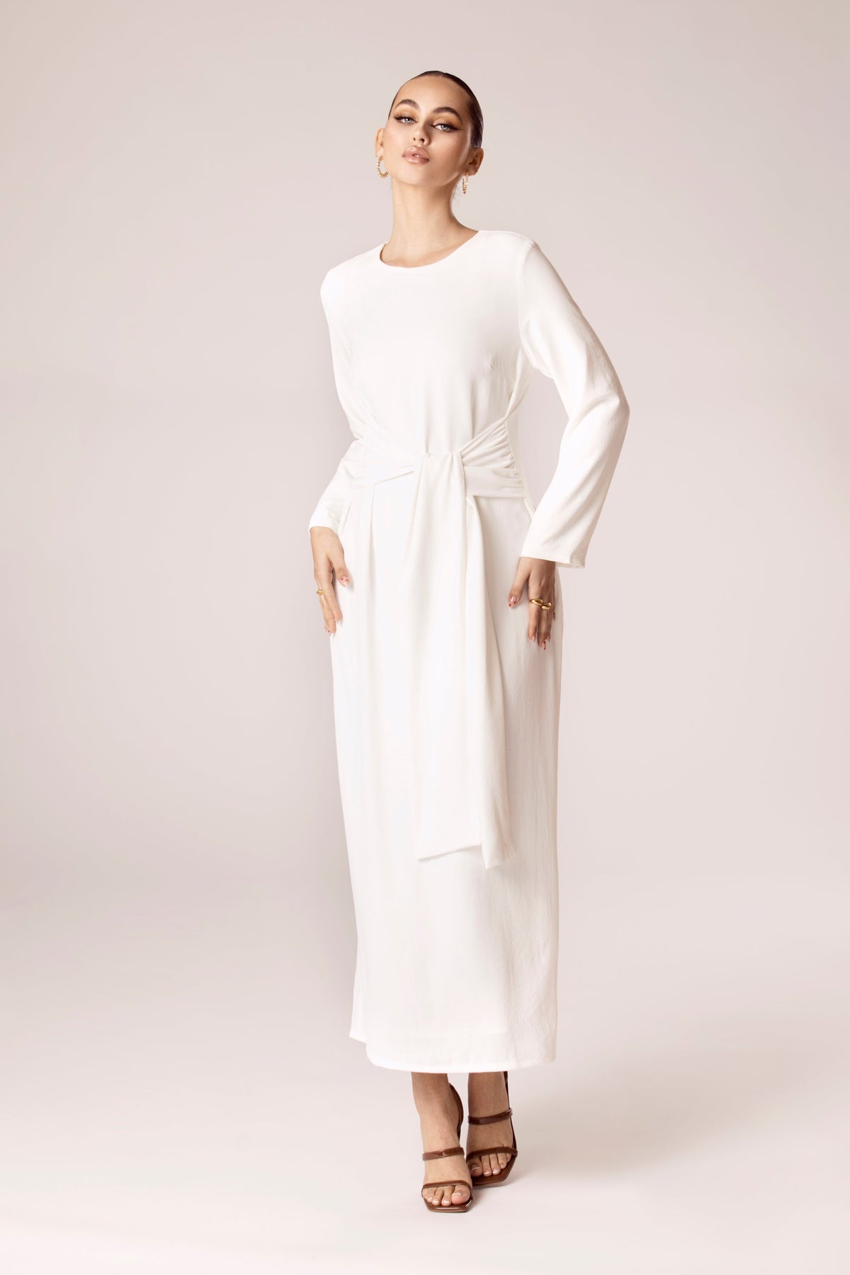 Isabella Tie Waist Maxi Dress - White saigonodysseyhotel 