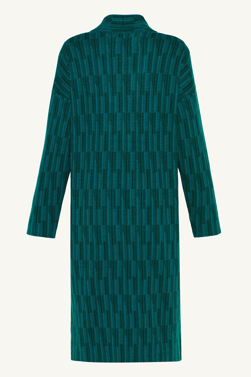 Jacquard Merino Wool Knit Cardigan - Deep Teal Clothing epschoolboard 