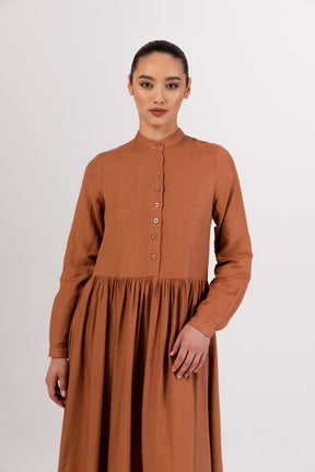 Karima Flowy Linen Maxi Shirt Dress - Rosewood epschoolboard 