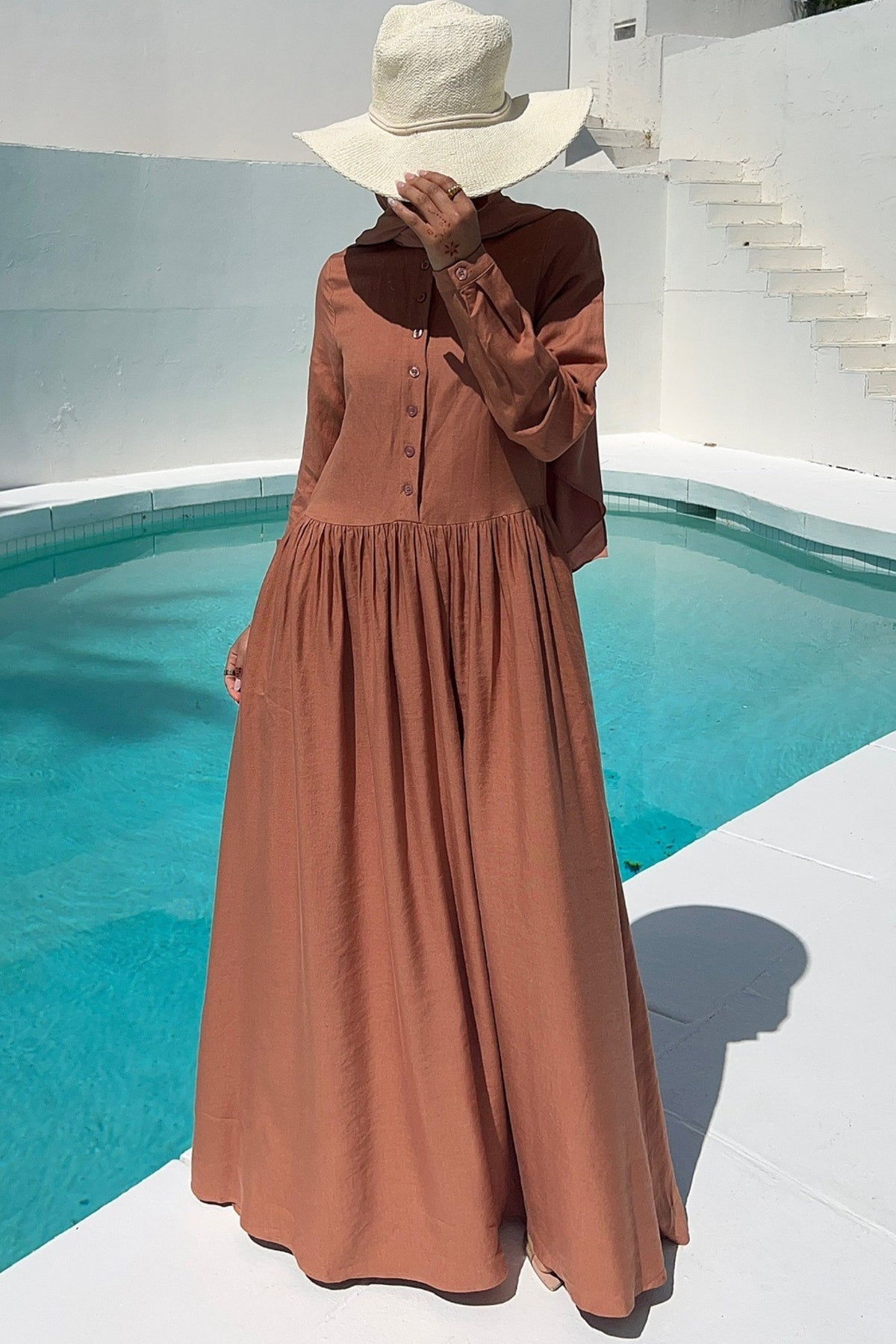 Karima Flowy Linen Maxi Shirt Dress - Rosewood Clothing saigonodysseyhotel 