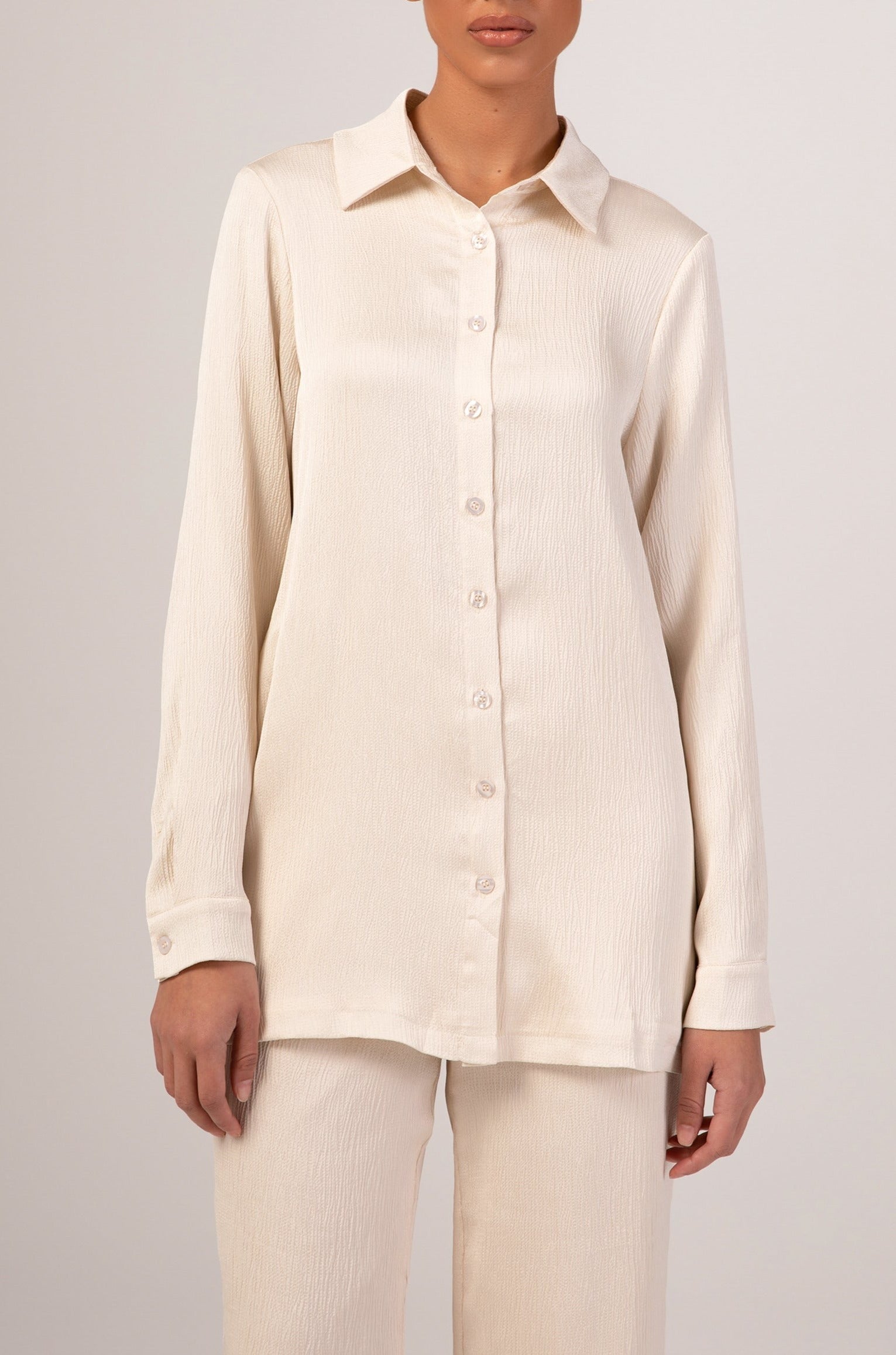 Katia Textured Button Down Top - Ivory epschoolboard 