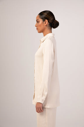 Katia Textured Button Down Top - Ivory epschoolboard 