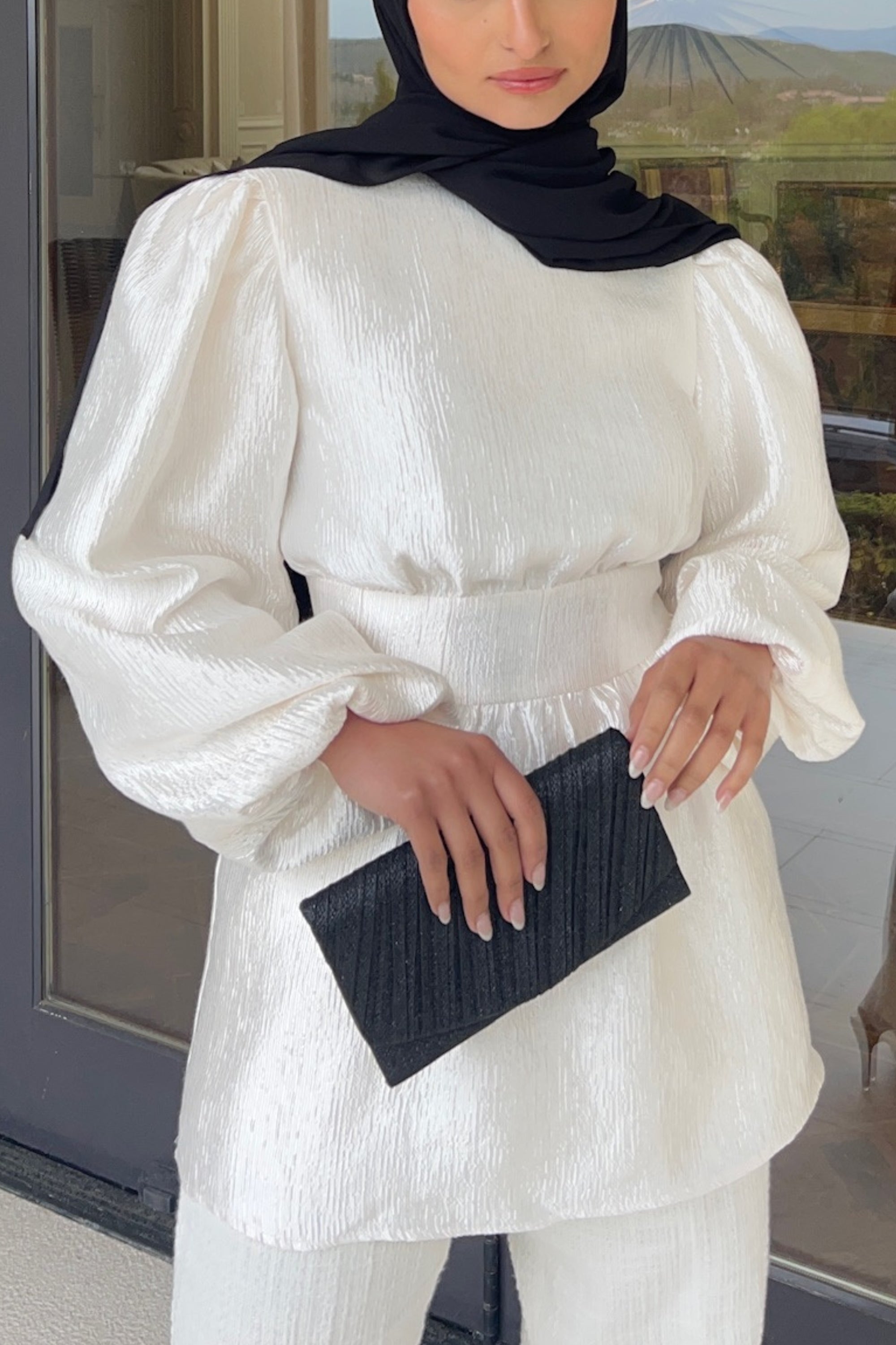 Laya Balloon Sleeve Blouse - White Clothing epschoolboard 