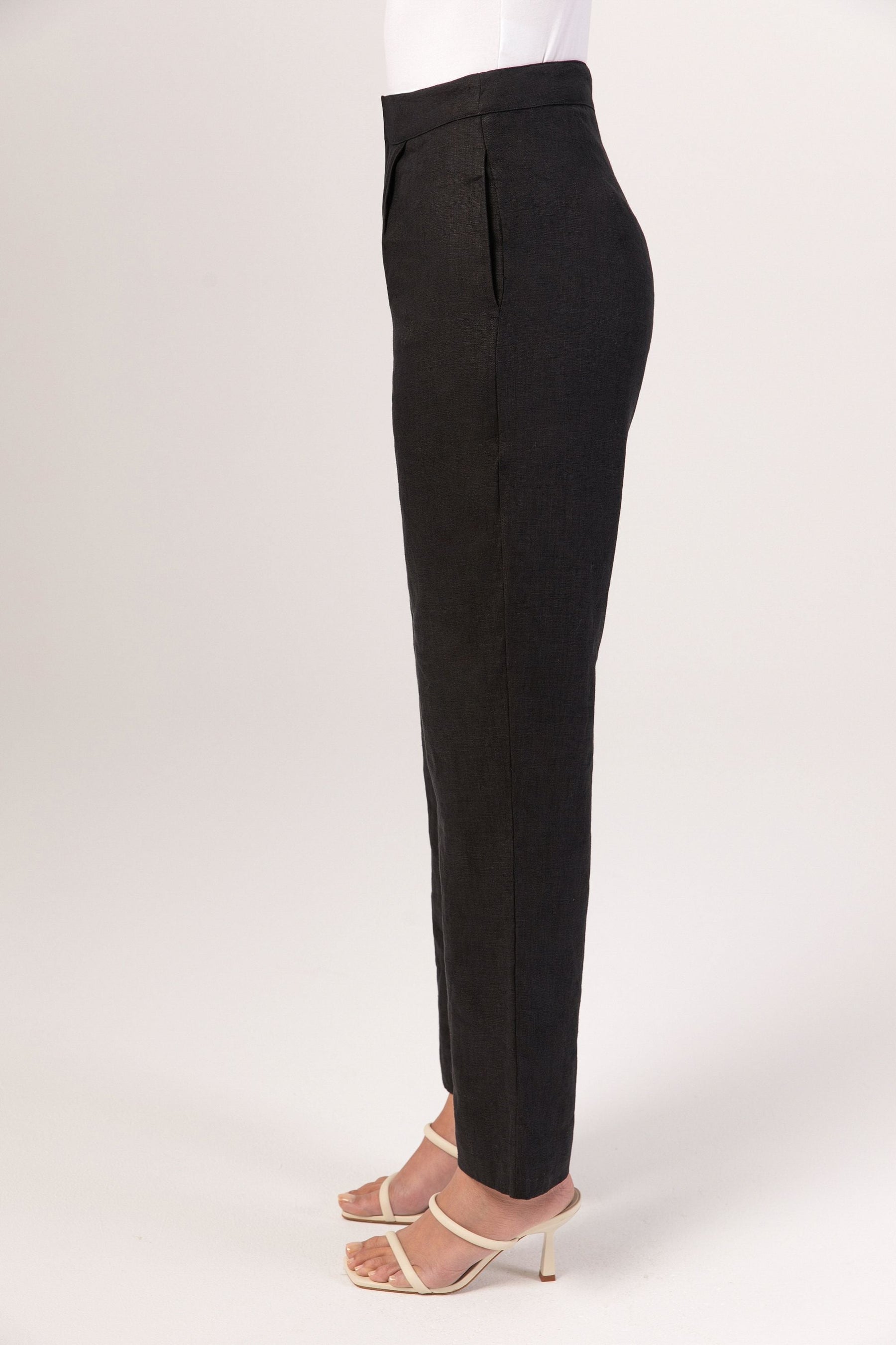 Linen Straight Leg Pants - Black epschoolboard 