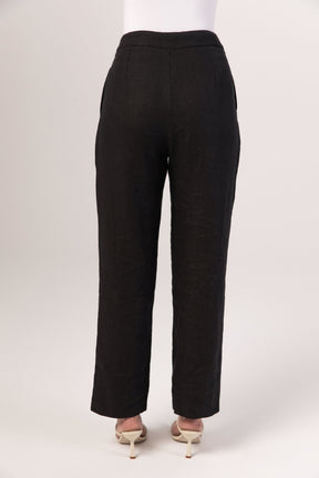Linen Straight Leg Pants - Black epschoolboard 