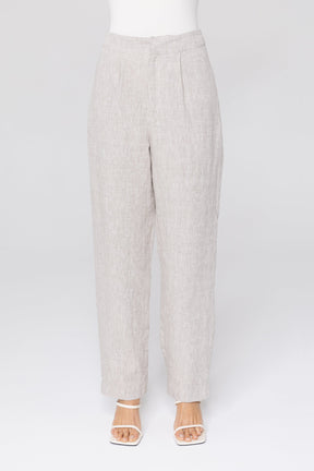 Linen Straight Leg Pants - Grey Taupe epschoolboard 