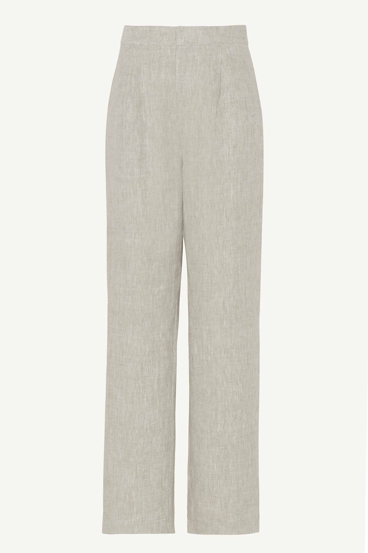 Linen Straight Leg Pants - Grey Taupe Clothing saigonodysseyhotel 