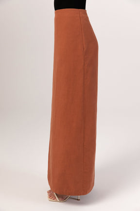 Linen Wrap Front Maxi Skirt - Baked Clay epschoolboard 